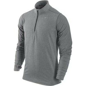 Nike Mens Running Top M Gray 1/4 Zip Pullover Dri-Fit Athletic Sporty Reflective